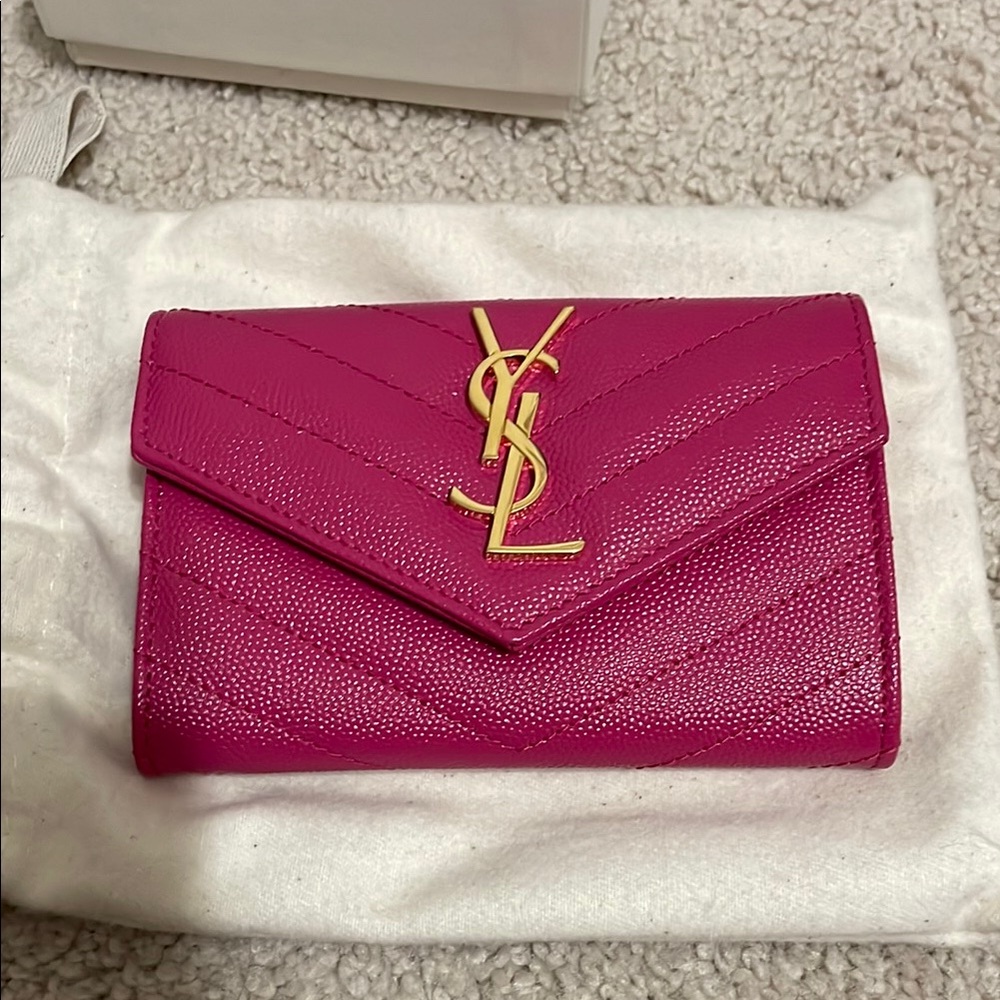 Yves Saint Laurent Pink Chevron Quilted Wallet